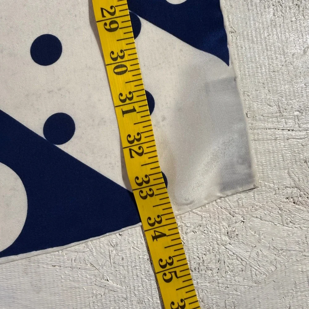 Vintage Casca for Magid Silk Scarf Blue White Geometric Polka Dot 34in